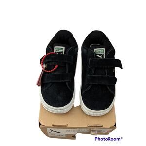 NWT Puma Sport Lifestyle Black White Suede Velcro Shoes Unisex  Kids Toddler 10